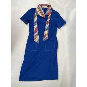 Flutterbye Zipper Front Dress Womens Size L Blue Vintage